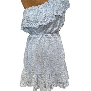 love, Fire Light Blue Lace Off-Shoulder Dress
